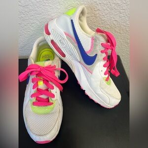 Nike Women’s Sneakers Shoes Neon Air Max Excee White, Pink, Blue, and Green 10